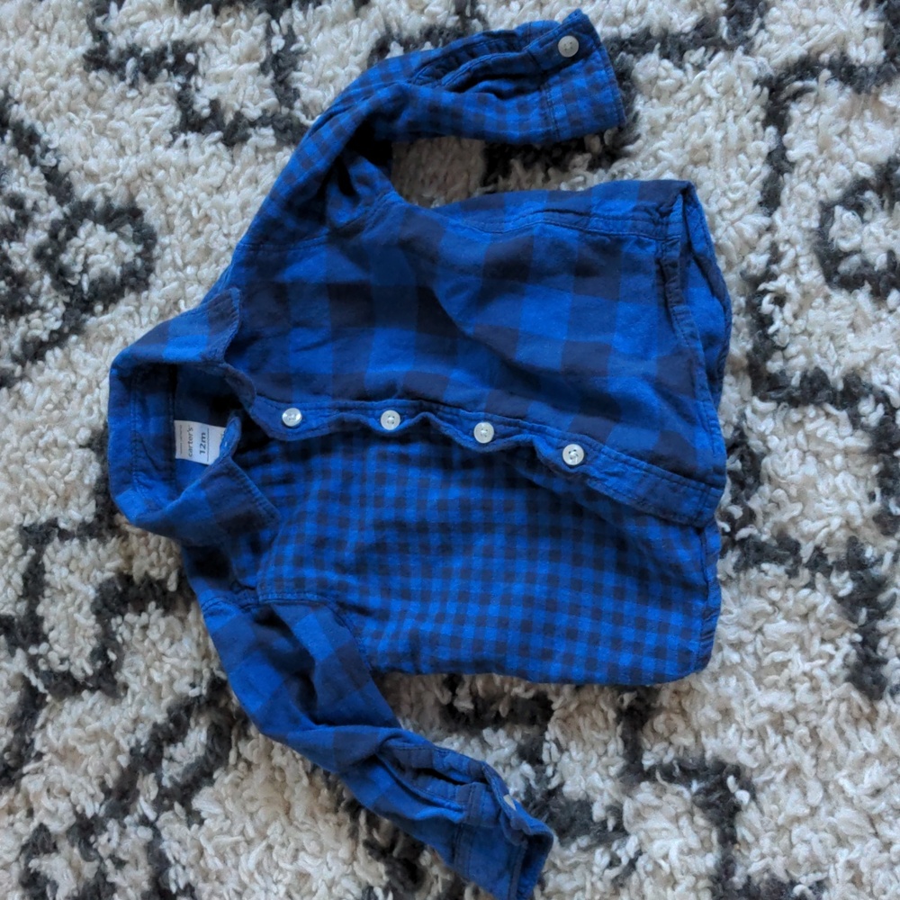 Carter's 12 month blue flannel button down shirt